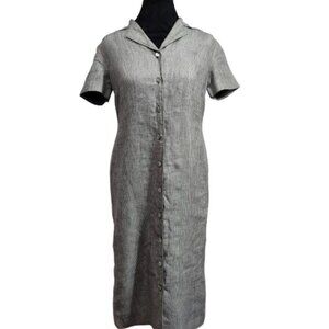 Vintage Talbots Petite Irish Linen Buttoned Down Short Sleeved Dress Women's 2P